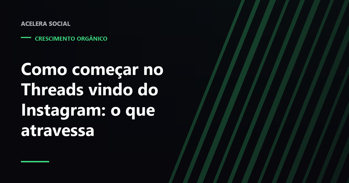 Duas telas de celular lado a lado, uma com grade de fotos e outra com feed de texto, ligadas por uma seta