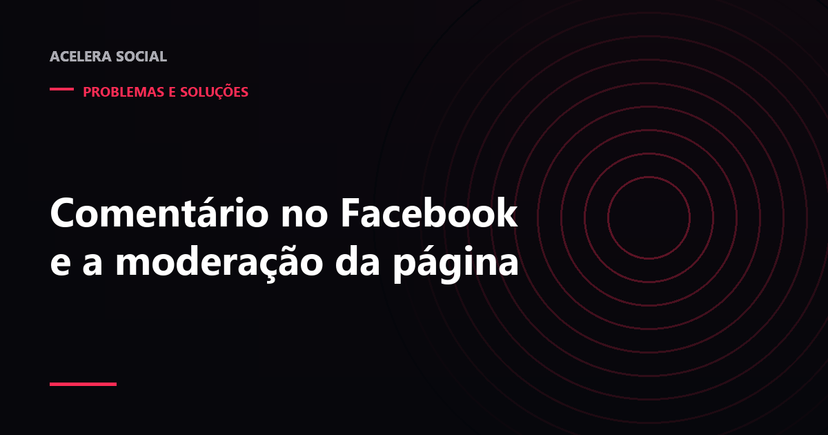 Publicação de página do Facebook sem comentários à vista, ao lado da tela de configuração com a lista de palavras bloqueadas aberta