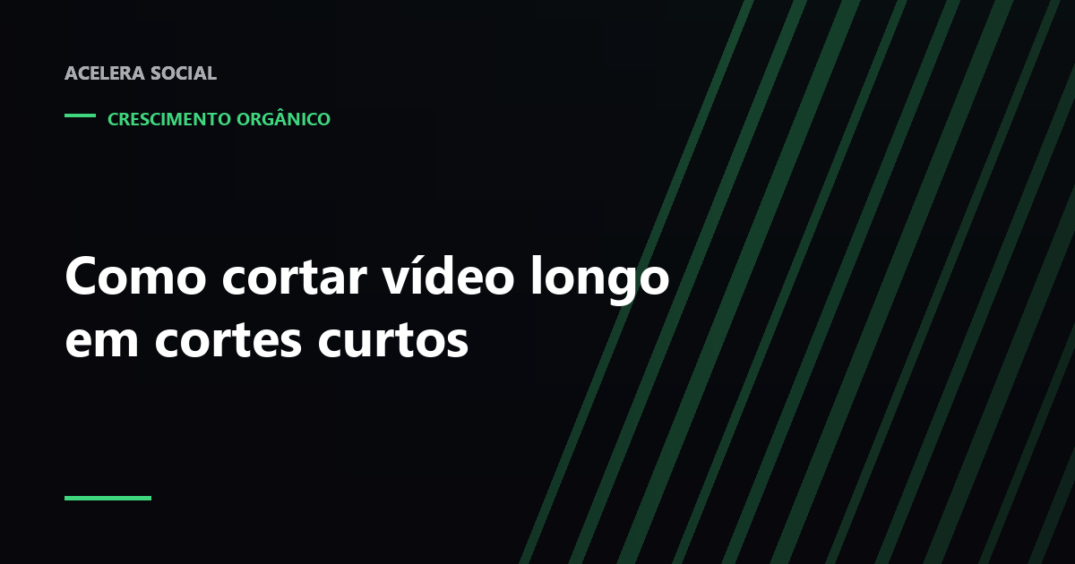 Linha do tempo de um vídeo longo com trechos marcados para recorte vertical