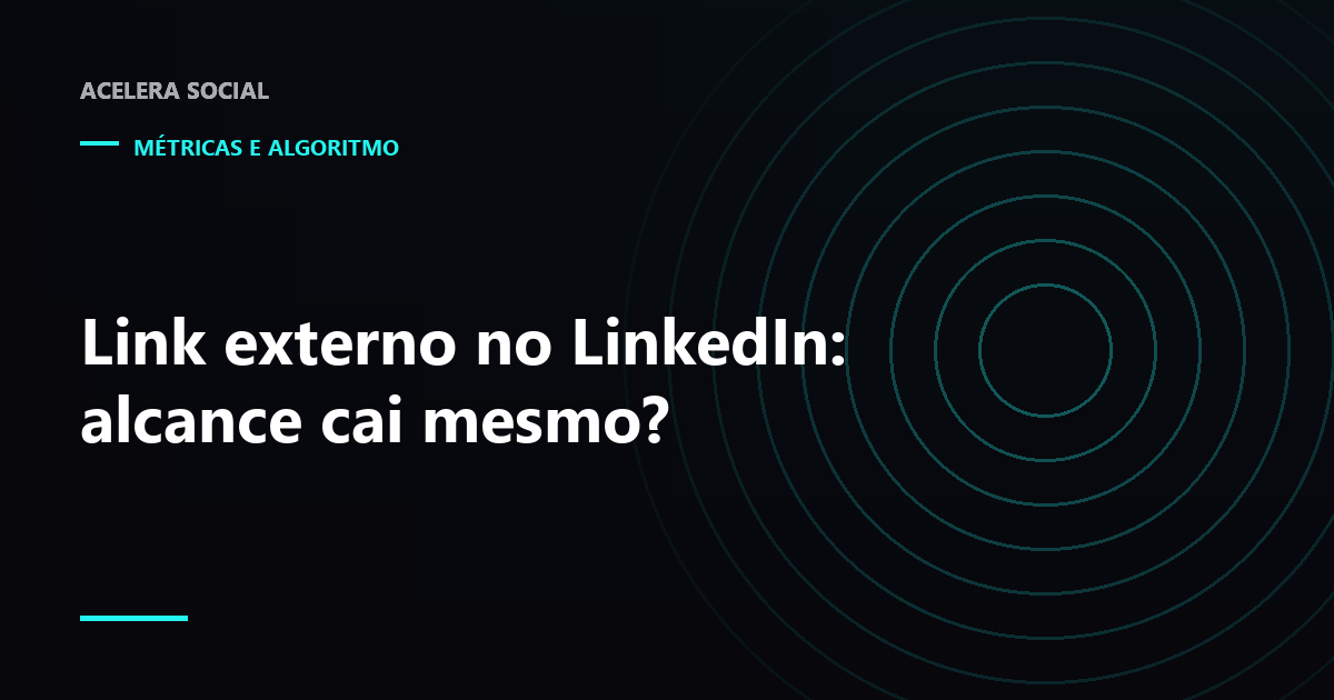 Dois posts lado a lado, um só de texto e outro com cartão de link, com setas de alcance de tamanhos diferentes
