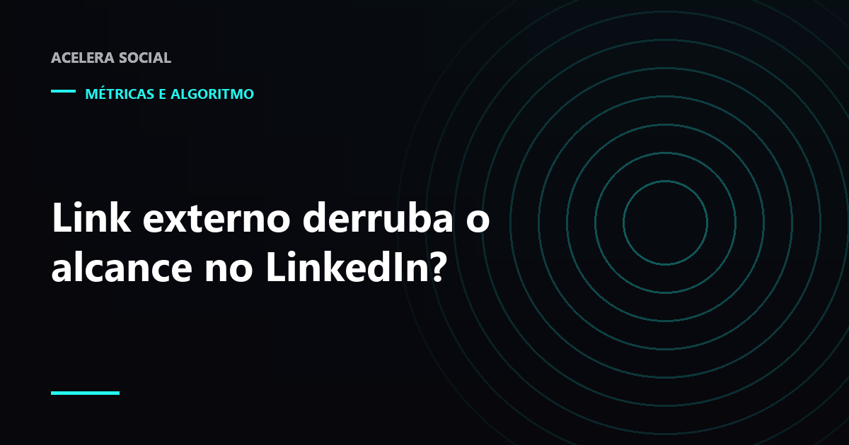 Dois posts lado a lado, um só de texto e outro com cartão de link, com setas de alcance de tamanhos diferentes