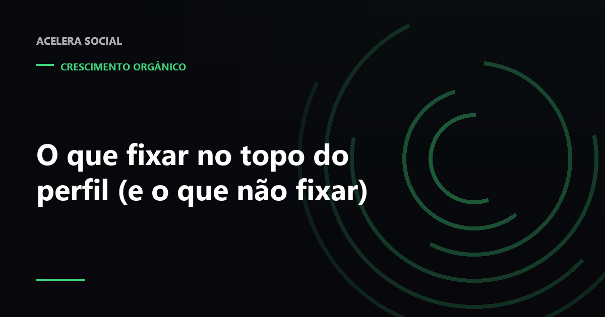 Topo de um perfil de rede social com três publicações fixadas acima das postagens recentes