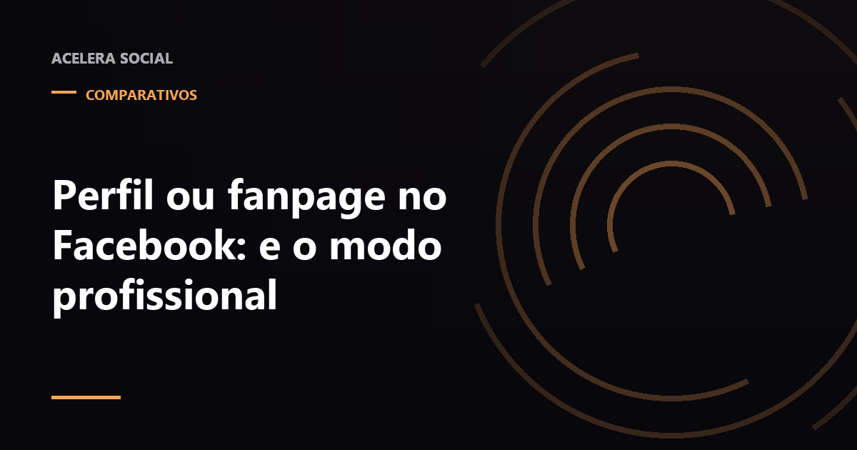Três cartões comparando perfil pessoal, página e perfil em modo profissional
