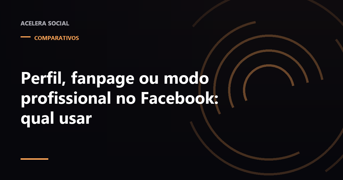 Três cartões comparando perfil pessoal, página e perfil em modo profissional