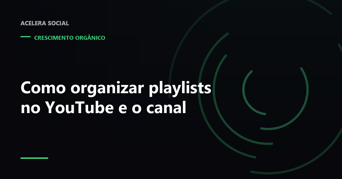 Página inicial de um canal do YouTube com seções empilhadas e uma playlist em reprodução automática