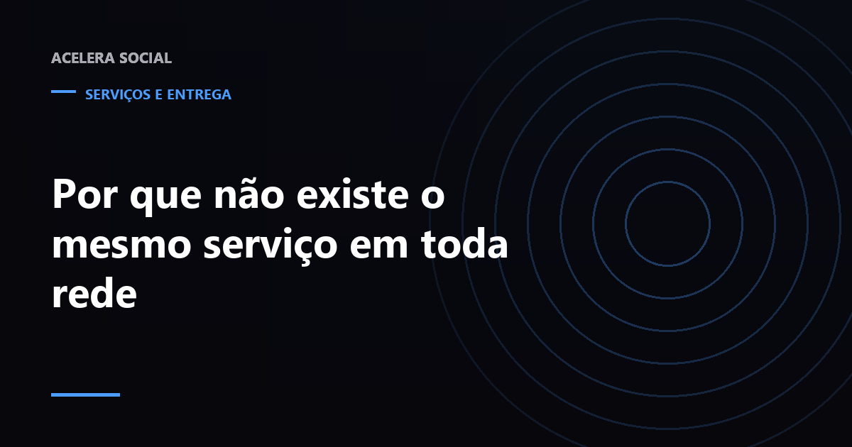 Grade de redes e serviços com várias células vazias entre as marcadas