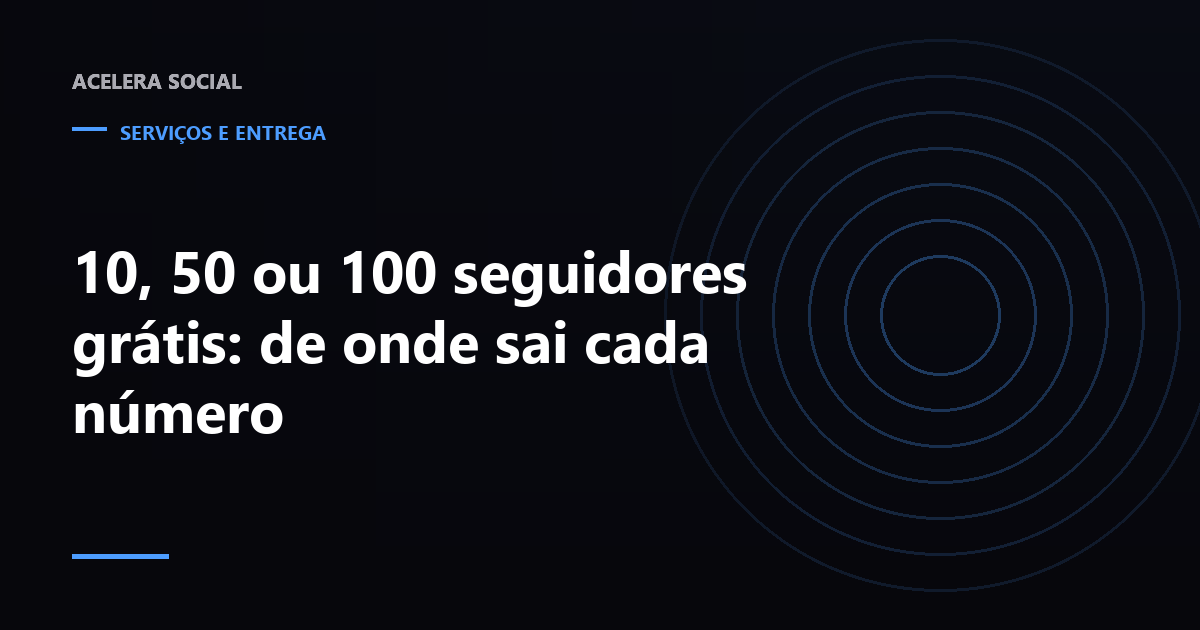Quatro etiquetas numeradas com 10, 25, 50 e 100 seguidores sobre um contador de perfil do Instagram
