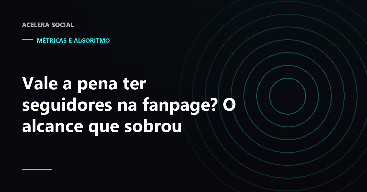 Cabeçalho de uma página do Facebook com o contador de seguidores em destaque e uma linha de alcance baixa ao lado