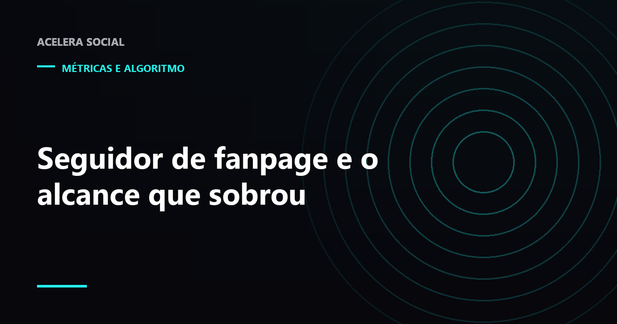 Cabeçalho de uma página do Facebook com o contador de seguidores em destaque e uma linha de alcance baixa ao lado