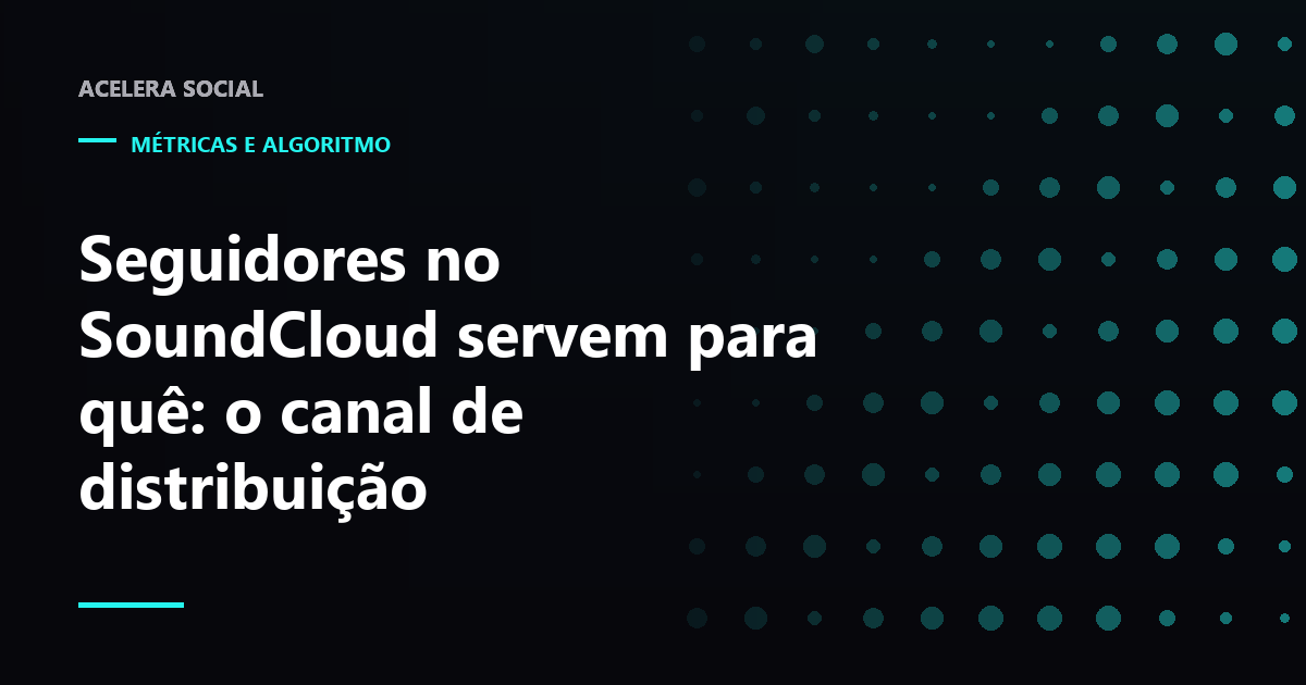 Forma de onda de uma faixa do SoundCloud com uma seta saindo do perfil em direção a vários ouvintes
