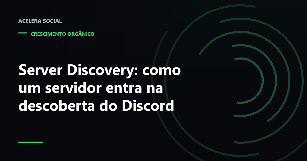 Vitrine de servidores públicos do Discord com cartões por categoria e um deles em destaque