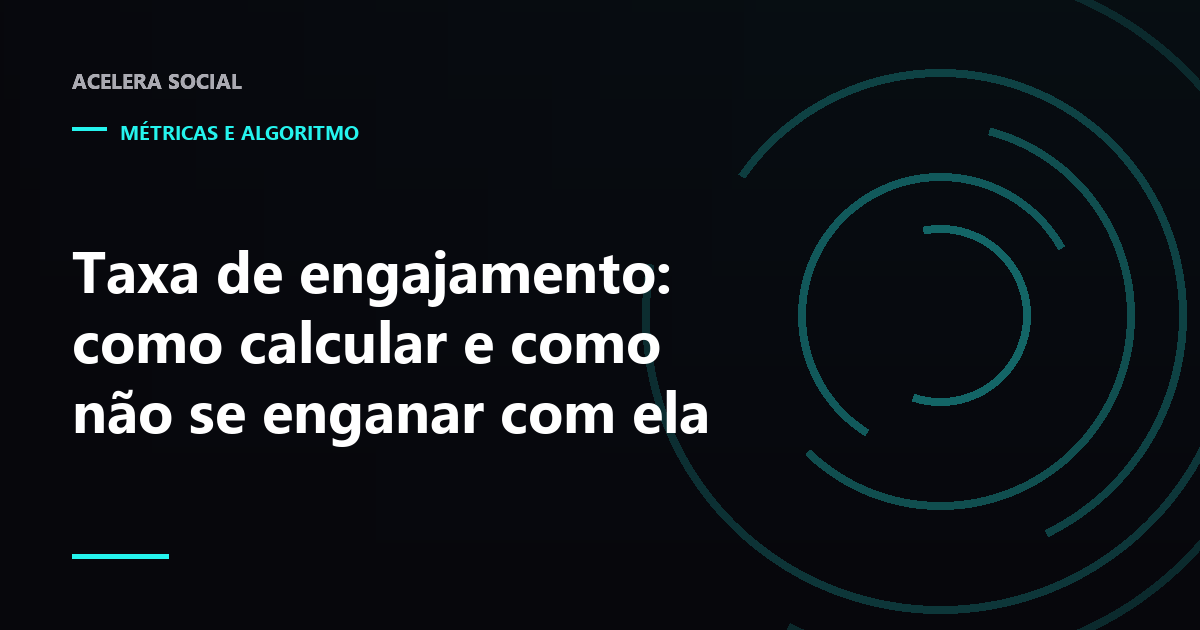 Ilustração de uma fração com interações no numerador e público no denominador sobre fundo escuro