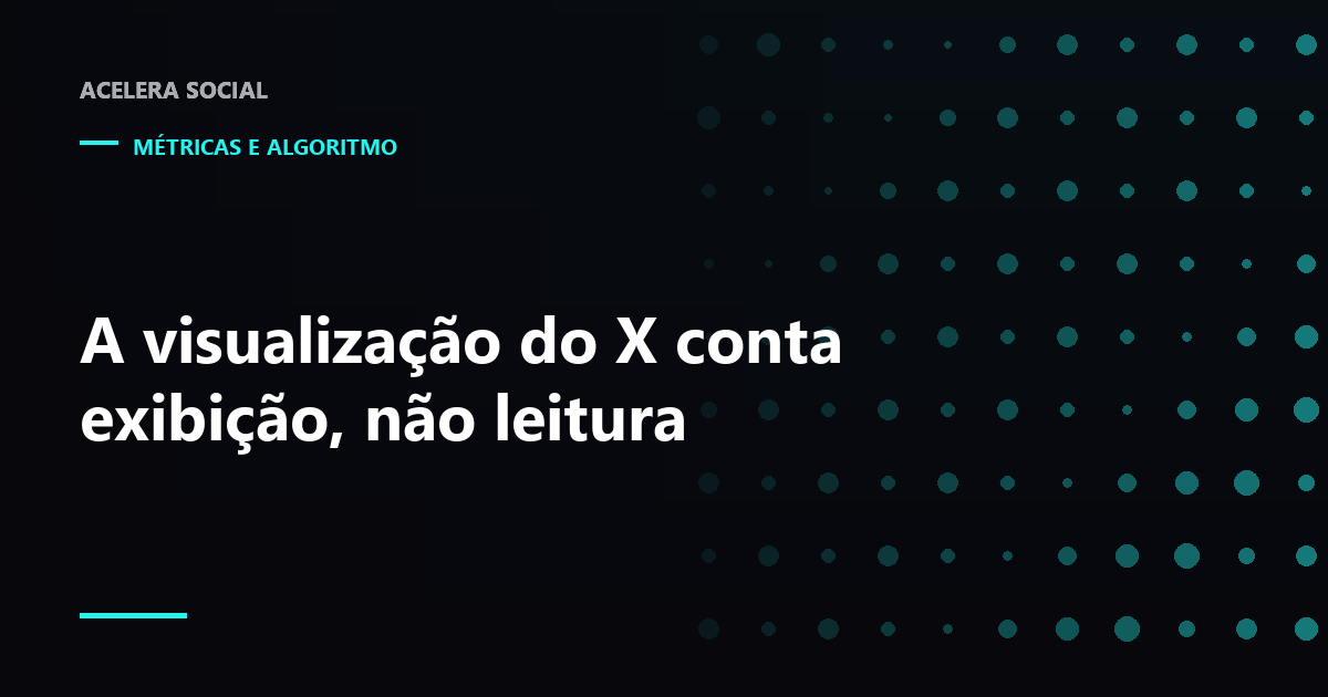 Post de texto no X com o contador de visualizações em destaque, muito maior que os ícones de resposta, repost e curtida ao lado